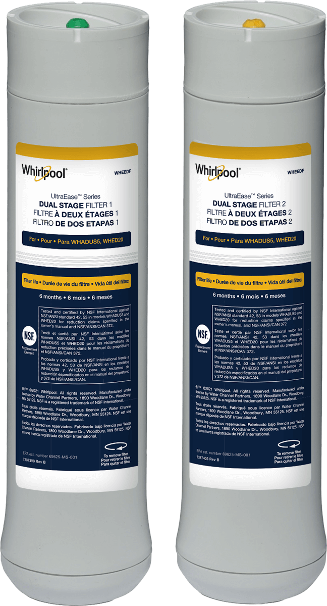 Paquet de 2 filtres de remplacement Whirlpool pour système sous-évier  WHEEDF