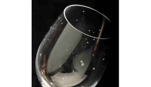 A spotty wine glass